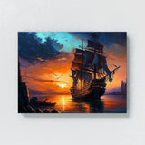Nautical Harbor Sunset Scene 55