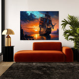 Nautical Harbor Sunset Scene 55