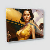 Pin Up Woman Yellow Dress Train 14