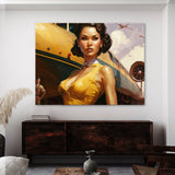 Pin Up Woman Yellow Dress Train 14