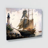 Ship Sailboat Harbor Watercolor 26
