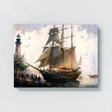 Ship Sailboat Harbor Watercolor 26