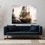 Ship Sailboat Harbor Watercolor 26