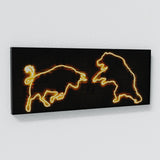 Bull vs Bear Neon Orange Wall Art