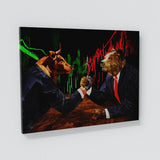 Bull vs Bear Arm Wrestle Wall Art