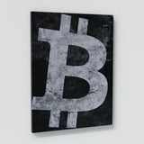 Bitcoin Concrete Black & White Wall Art