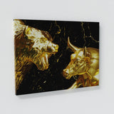 Bull vs Bear Heads Gold Wall Art