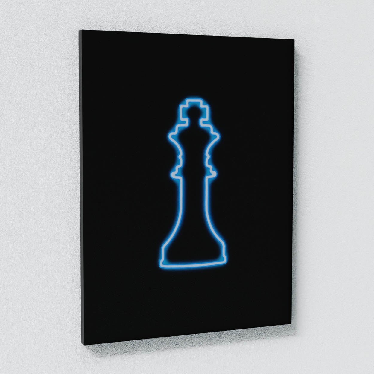 Chess King Neon Blue Wall Art