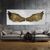 Angel Wings Gold White Wall Art