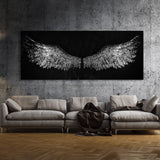 Angel Wings Silver Black Wall Art