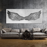 Angel Wings Silver White Wall Art