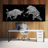 Bull vs Bear Silver Wall Art