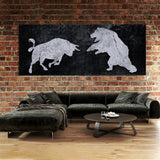 Bull vs Bear Concrete Black & White Wall Art