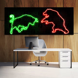 Bull vs Bear Neon Green & Red Wall Art