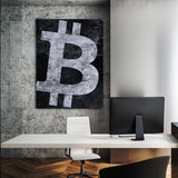 Bitcoin Concrete Black & White Wall Art