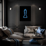 Chess King Neon Blue Wall Art