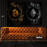 Bitcoin Gold & Ethereum Silver Wall Art