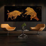 Bull vs Bear Gold Wall Art