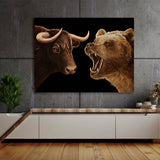 Bull vs Bear Heads Wall Art
