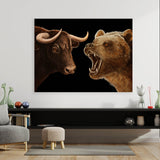 Bull vs Bear Heads Wall Art