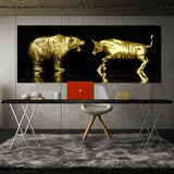 Bull vs Bear Statues Wall Art