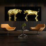Bull vs Bear Statues Wall Art