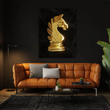 Chess Knight Gold Wall Art
