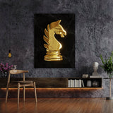 Chess Knight Gold Wall Art