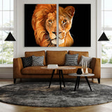 Half Lion Half Lioness Wall Art