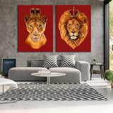 Lion & Lioness King Queen Wall Art
