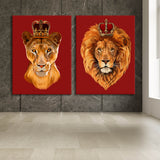 Lion & Lioness King Queen Wall Art