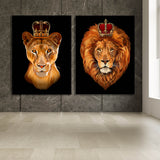 Lion & Lioness King Queen Wall Art