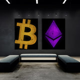 Bitcoin & Ethereum Simple Wall Art
