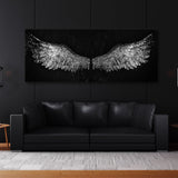 Angel Wings Silver Black Wall Art