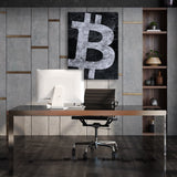 Bitcoin Concrete Black & White Wall Art