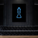 Chess King Neon Blue Wall Art