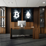 Bitcoin & Ethereum Breaking Wall Art