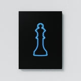 Chess King Neon Blue Wall Art