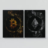 Bitcoin Gold & Ethereum Silver Wall Art
