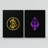 Bitcoin & Ethereum Neon Wall Art