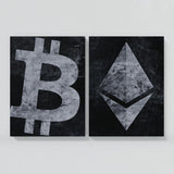 Bitcoin & Ethereum Concrete Wall Art