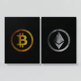Bitcoin & Ethereum Gold Silver Wall Art