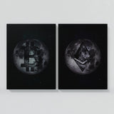 Bitcoin & Ethereum Moon Wall Art
