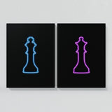 Chess King Queen Neon Wall Art