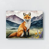 Fox In Flowery Mountain Scene 23 Wall Art