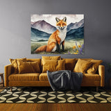 Fox In Flowery Mountain Scene 23 Wall Art