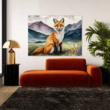 Fox In Flowery Mountain Scene 23 Wall Art