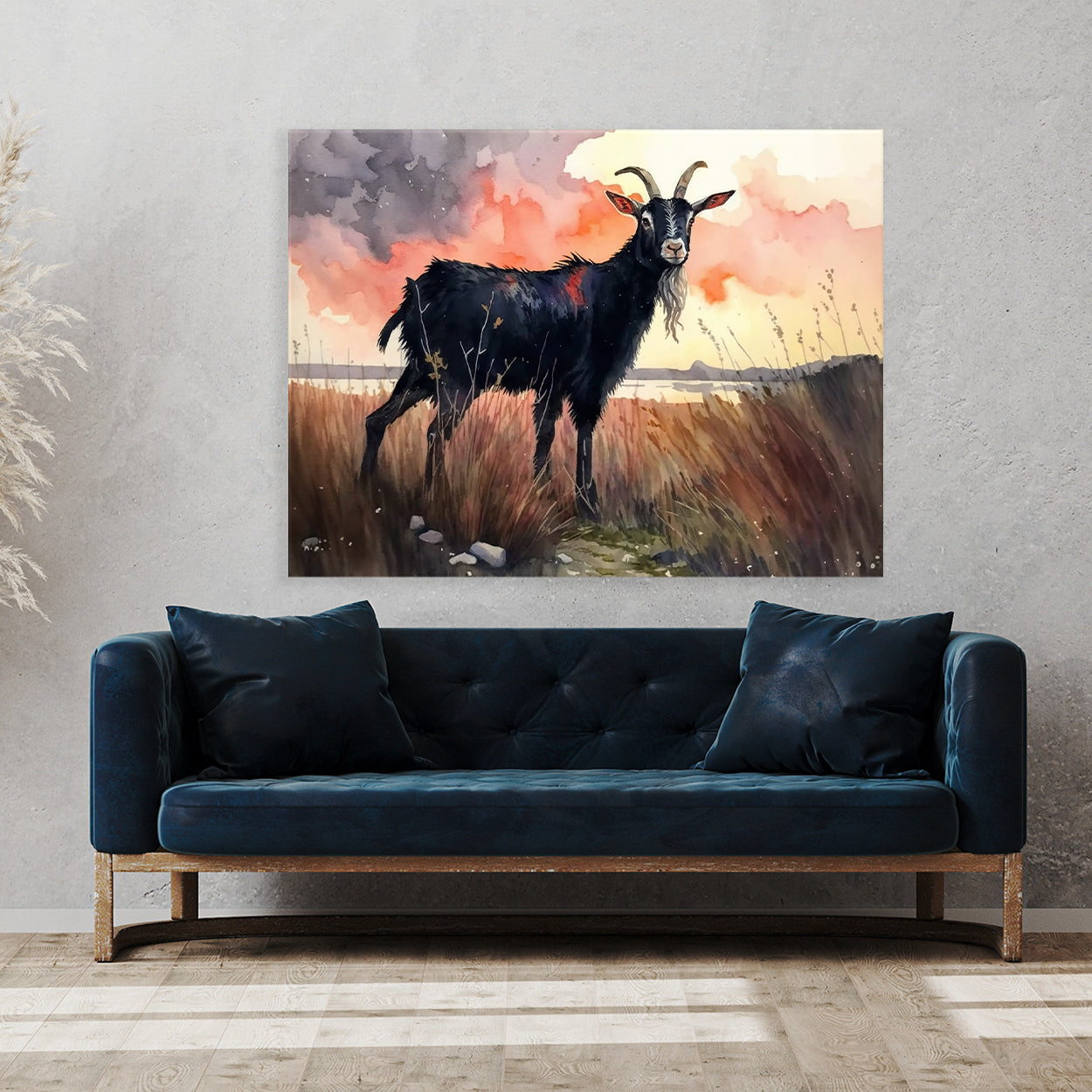 Goat Black Watercolor 23 Wall Art