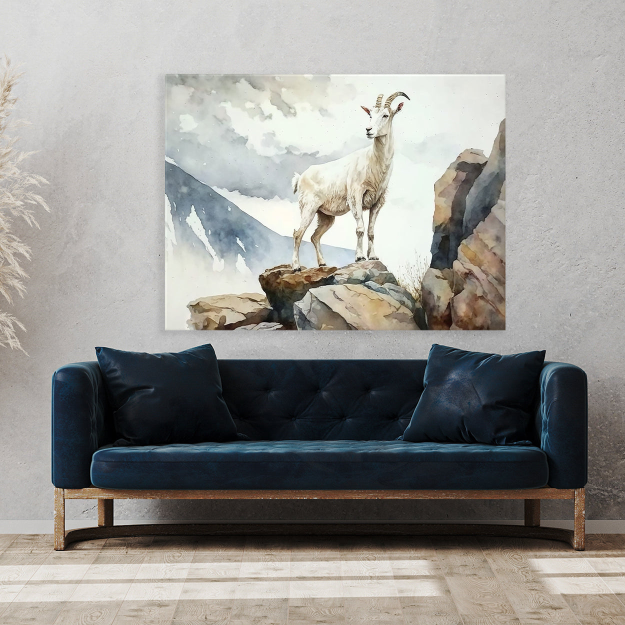 Goat White Watercolor 24 Wall Art