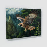 Hawk Flight Forest Background 13 Wall Art